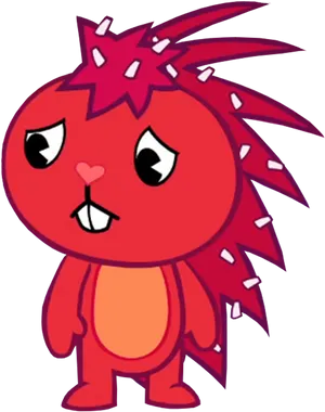 Red Spiky Creature Cartoon PNG Image