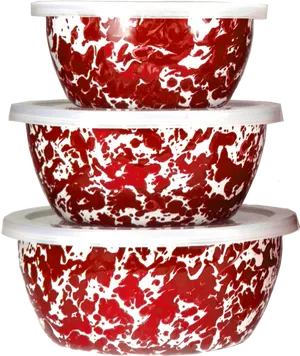 Red Splatter Enamel Bowls Stacked PNG Image