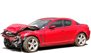 Red Sports Car After Collision PNG Image