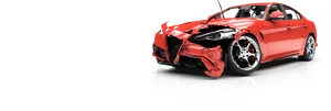 Red Sports Car After Collision.png PNG Image