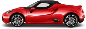 Red Sports Car Side View PNG Image