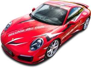 Red Sports Car Top View.png PNG Image