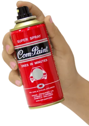 Red Spray Paint Can Heldin Hand PNG Image