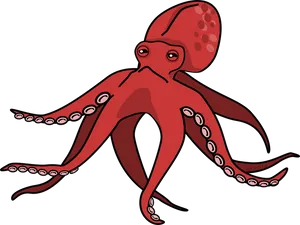 Red Squid Illustration PNG Image