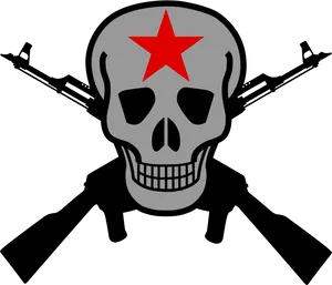 Red Starred Skull Graphic PNG Image