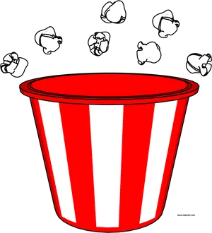 Red Striped Popcorn Bucket Clipart PNG Image