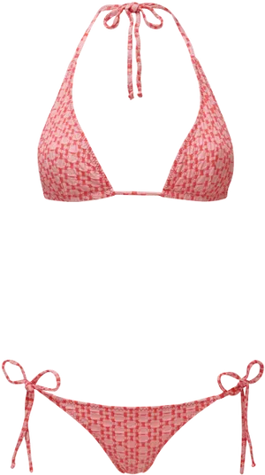 Red Textured Bikini Set PNG Image