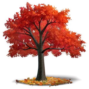 Red Tree In Autumn Park Png Etm47 PNG Image