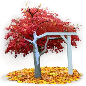 Red Tree In Autumn Park Png Prh4 PNG Image