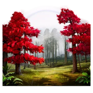 Red Tree In Mystical Forest Png Eqv32 PNG Image