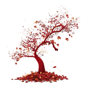 Red Tree With Falling Leaves Png 06252024 PNG Image