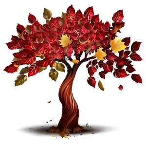 Red Tree With Falling Leaves Png Ecf PNG Image