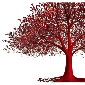 Red Tree With Falling Leaves Png Oks25 PNG Image