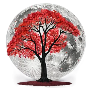 Red Tree With Full Moon Png 06252024 PNG Image