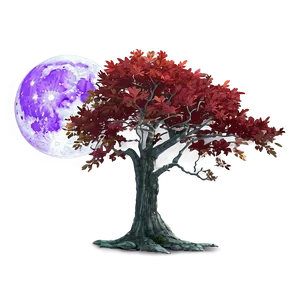 Red Tree With Full Moon Png 89 PNG Image