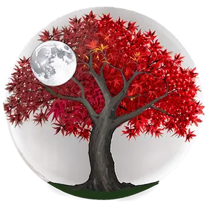 Red Tree With Full Moon Png Rvy52 PNG Image