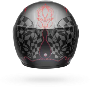 Red Trimmed Black Motorcycle Helmet PNG Image