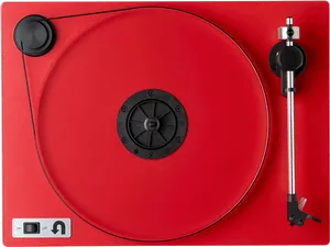 Red Turntable Top View PNG Image