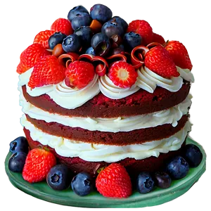 Red Velvet Cake With Berries Png 06292024 PNG Image