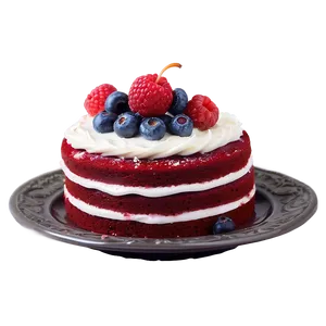 Red Velvet Cake With Berries Png Dci5 PNG Image