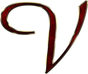 Red Velvet Gold Trim Letter V PNG Image