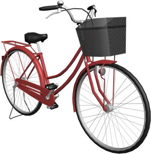 Red Vintage Bicycle With Basket PNG Image