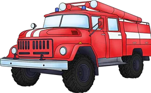 Red Vintage Fire Truck Illustration PNG Image