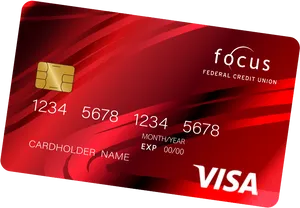 Red Visa Credit Card Mockup PNG Image