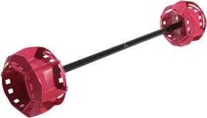 Red Weight Plates Barbell PNG Image