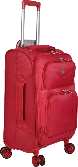 Red Wheeled Carry On Luggage PNG Image