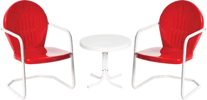 Red White Outdoor Furniture Set PNG Image