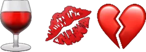 Red Wine Glass Kiss Broken Heart PNG Image