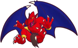 Red Winged Demon Illustration PNG Image