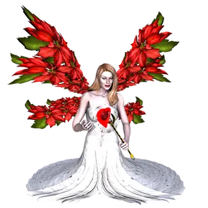 Red Winged Fairyin White Dress PNG