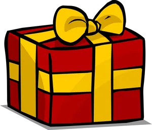 Red Yellow Gift Box Cartoon PNG Image