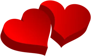 Red3 D Hearts Graphic PNG Image