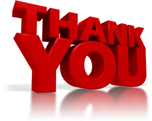 Red3 D Thank You Text PNG Image