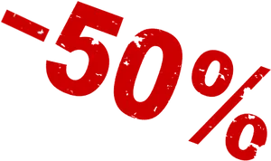 Red50 Percent Discount Sign PNG Image