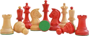 Redand Beige Chess Pieces PNG Image