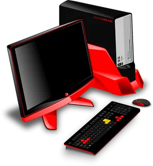 Redand Black Gaming P C Setup PNG Image