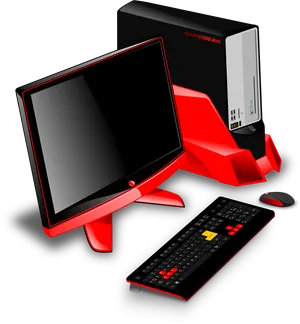 Redand Black Gaming Setup PNG Image