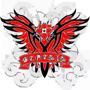 Redand Black Garuda Genesis Graphic PNG Image