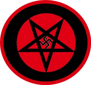 Redand Black Pentagram Design PNG Image