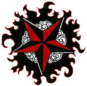 Redand Black Star Tattoo Design PNG Image