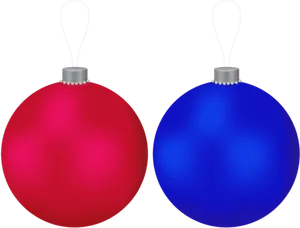 Redand Blue Christmas Baubles PNG Image