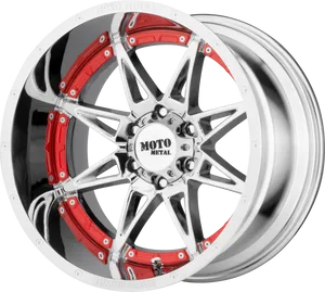 Redand Silver Moto Metal Wheel PNG Image