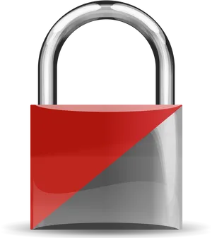 Redand Silver Padlock Graphic PNG Image