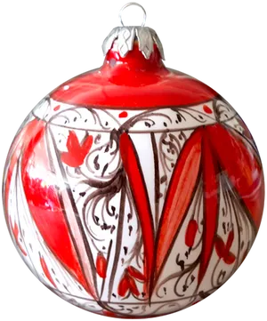 Redand White Christmas Ball Ornament PNG Image