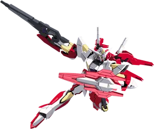 Redand White Gundamwith Rifle PNG Image