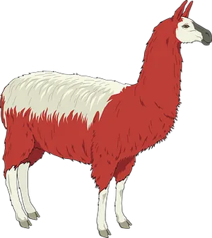 Redand White Llama Illustration PNG Image